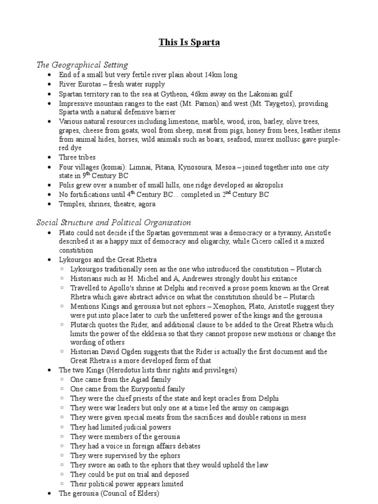 Spartan Government and Society Overview | PDF | Sparta | Helen Of Troy