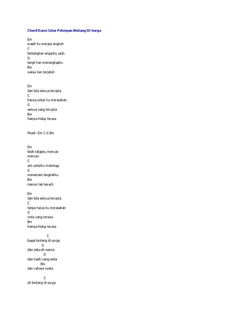 Chord Kunci Gitar Peterpan Bintang Di Surga Pdf