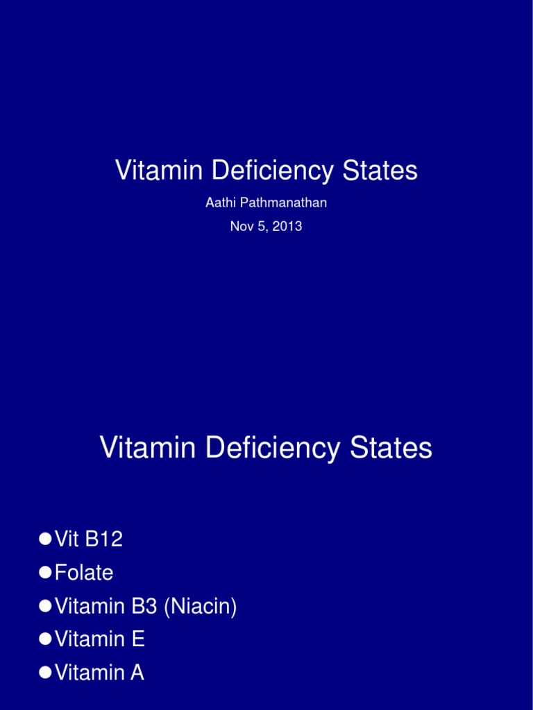 Vitamin Deficiency Folic Acid Vitamin B12
