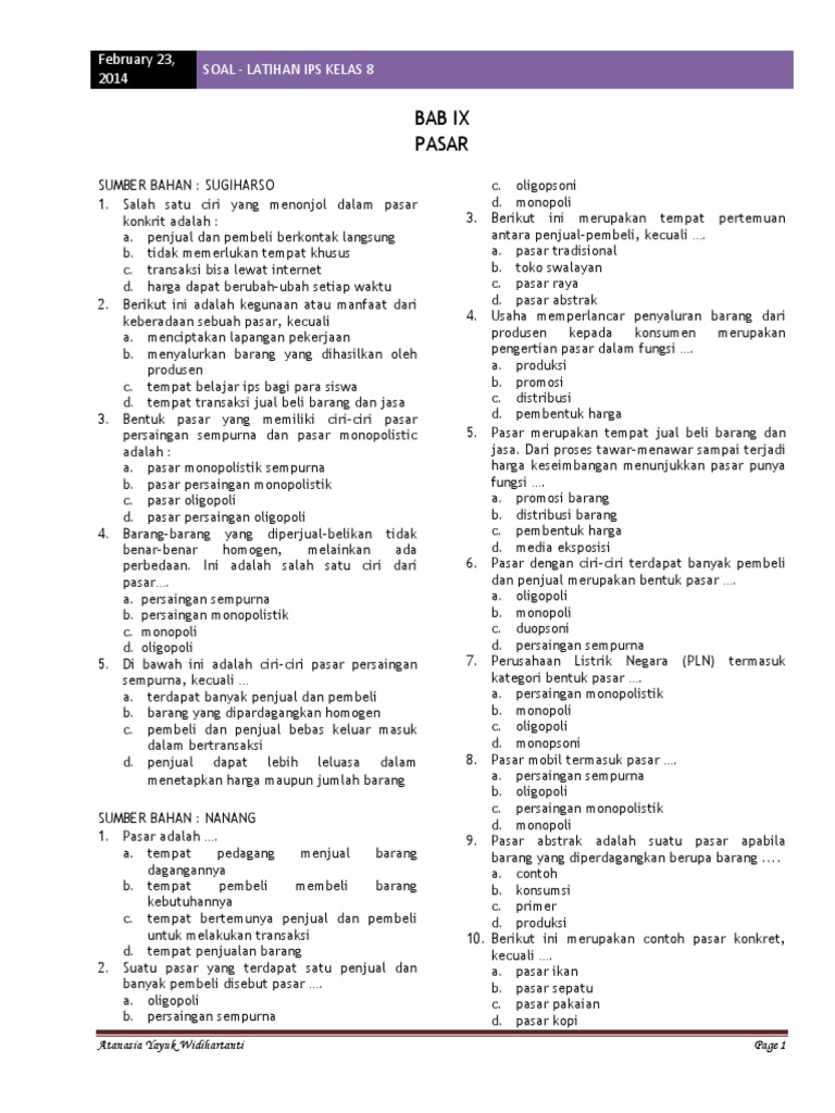 Soal Ips Kelas 8 Semester 1 Beserta Kunci Jawaban 2015 - Red Pdf