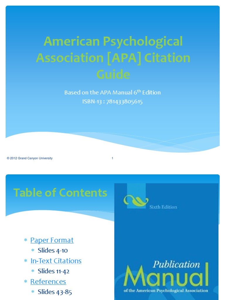 3 APA 6th Edition Citation and References Guide Citation