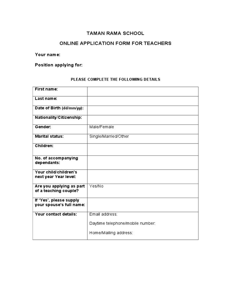 Online Application For Teachers | PDF