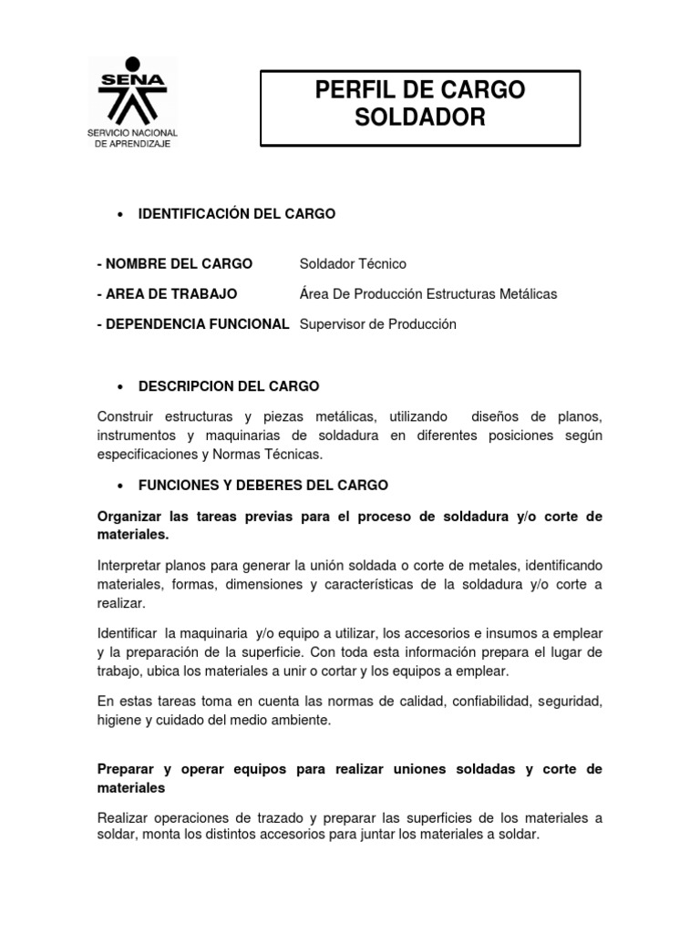 Perfil Cargo Soldador