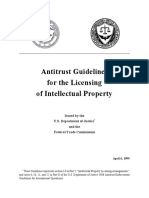 Antitrust Guidelines For The Licensing of Intellectual Property