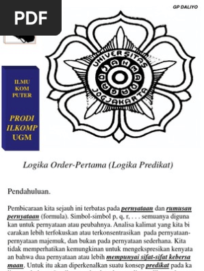 Logika Predikat Pendahuluan Burke Daliyo 0708