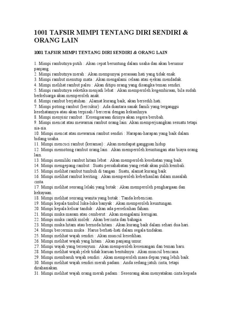Tafsir Mimpi Tentang Diri Sendiri PDF
