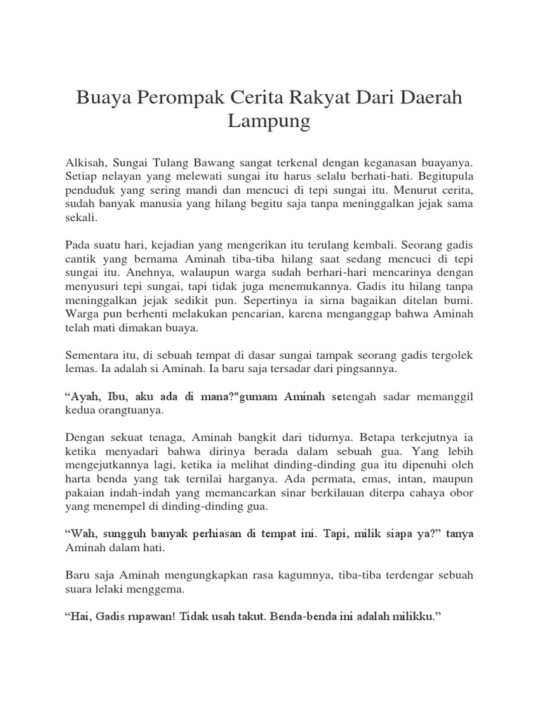 Cerita Rakyat Lampung Dalam Bahasa Lampung Mind Books