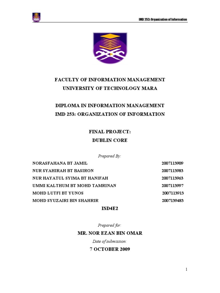 Dublin Core Final Assignment | PDF | Information Science | Written ...