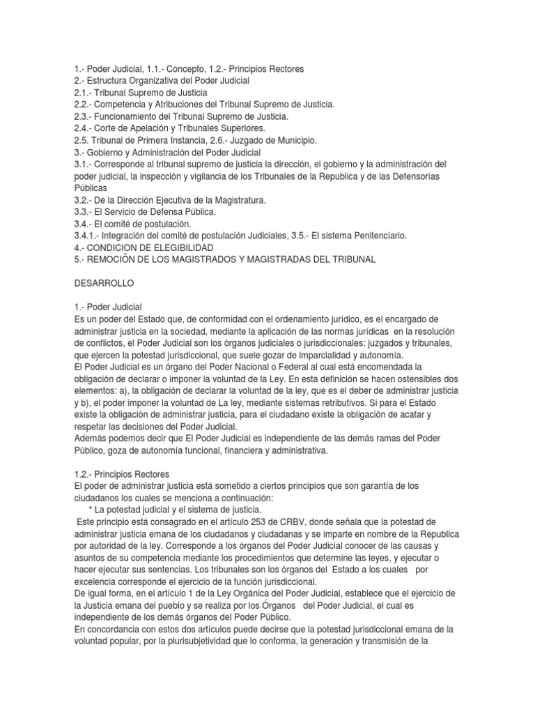 Estructura y Principios del Poder Judicial | PDF | Jurisdicción | Juez