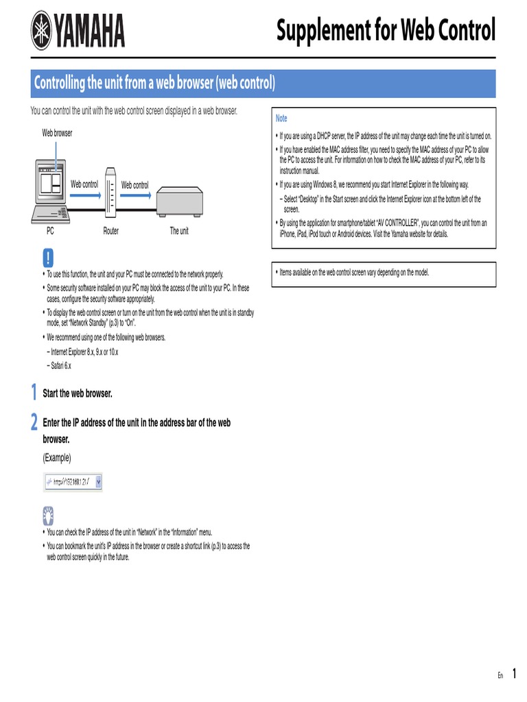 Controlling The Unit From A Web Browser (Web Control) | PDF | Business ...