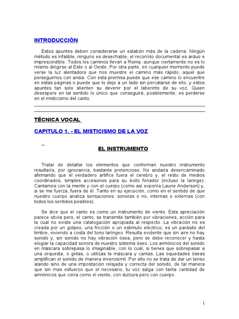 Apuntes de Tecnica Vocal | PDF | Sonido | Canto