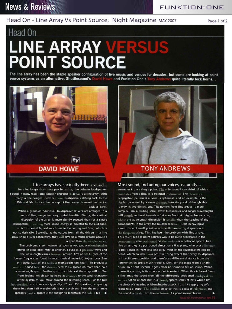 Line Array Vs Point Source PDF Loudspeaker Audio Engineering