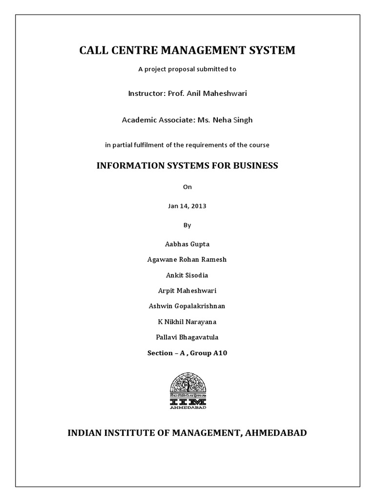 Call Centre Management System Proposal | PDF | Call Centre | Business ...