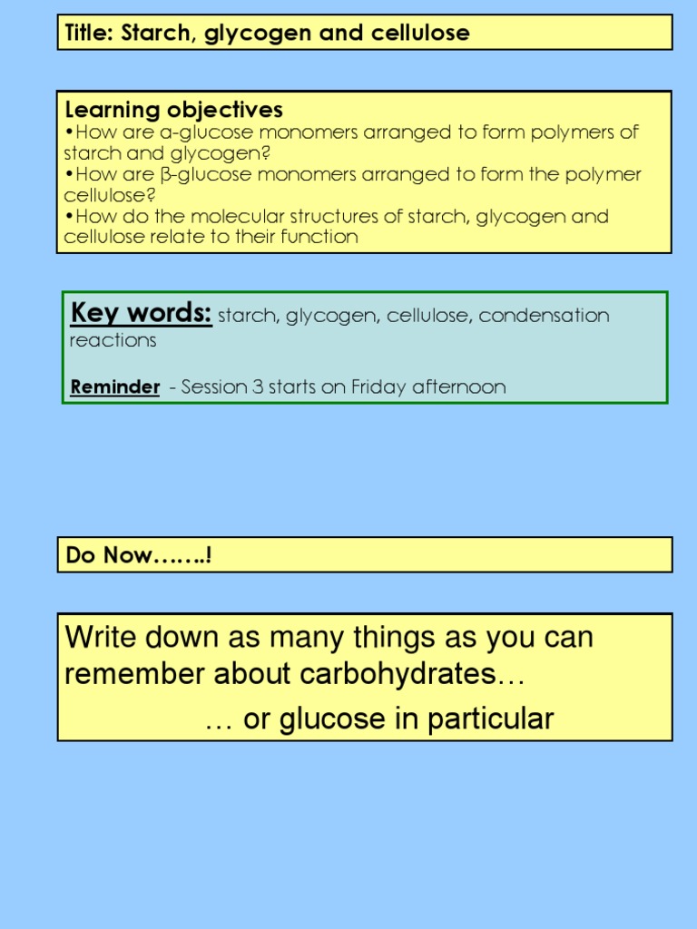Biology As Starch Glycogen And Cellulose Pdf Polysaccharide Glycogen