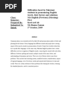 Download Problems faced by Pakistani English speakers in Pronunciation of English their factors and solutions  Phonetics  Phonology Assignment NUML by Syed Arif Ali SN20874038 doc pdf