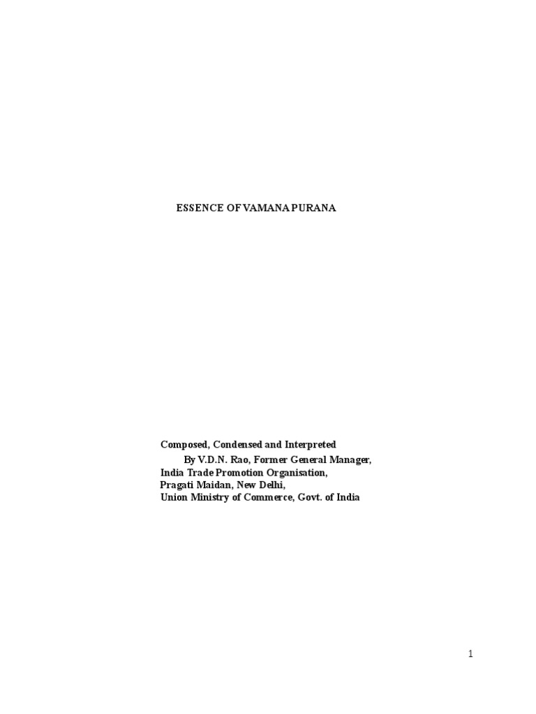 Essence of Vamana Purana PDF Polytheism Hindu Philosophy