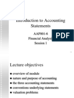 Introduction To Accounting Statements: AAF001-6 Financial Analysis Session 1