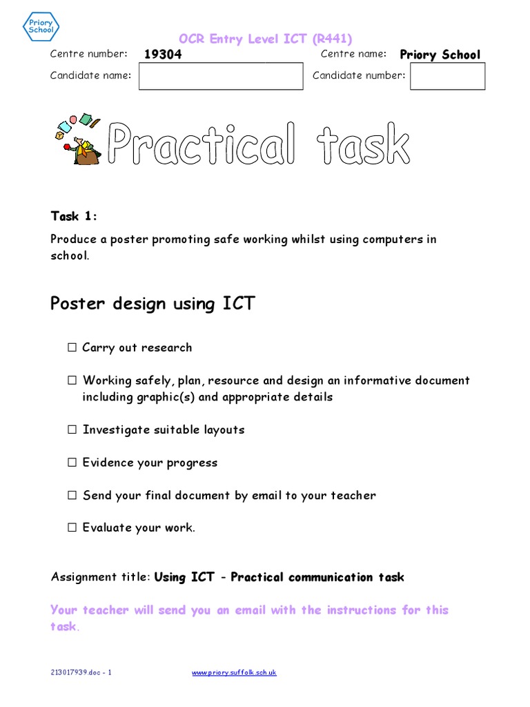 Worksheet - Using ICT - Practical Communication Task 1 | Optical ...