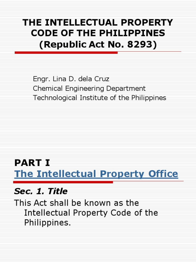 Ra 8293 the Intellectual Property Code of the Philippines