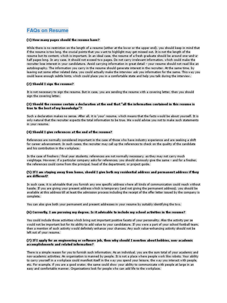 resume How Many Pages Resume how many pages should a resume be cover letter faqs on rsum cognition