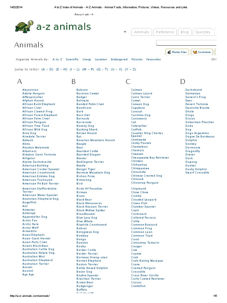 A to Z Index of Animals - A-Z Animals - Animal Facts, Information