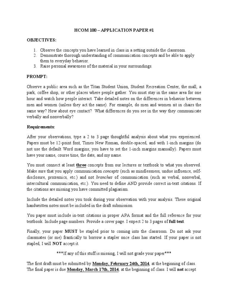 Application Paper Guidelines and Format | PDF | Nonverbal Communication ...