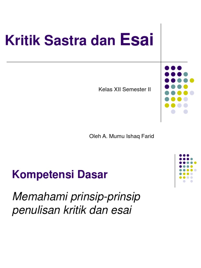 Kritik Dan Esai Kelas Xii Sem 2 Skm