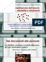 La documentazione del lavoro didattico: modalità e strumenti.