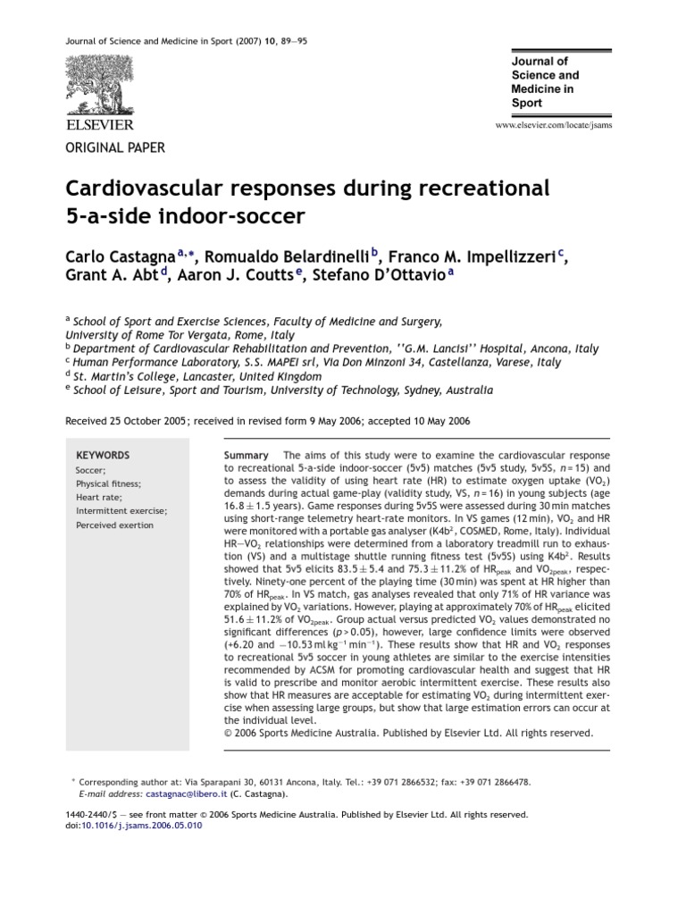Cardiovascular Responses During Recreational | PDF | Aerobic Exercise ...