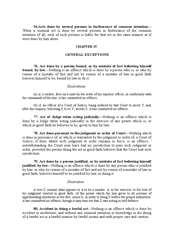 Ipc General Exceptions | Intention (Criminal Law) | Crime & Violence