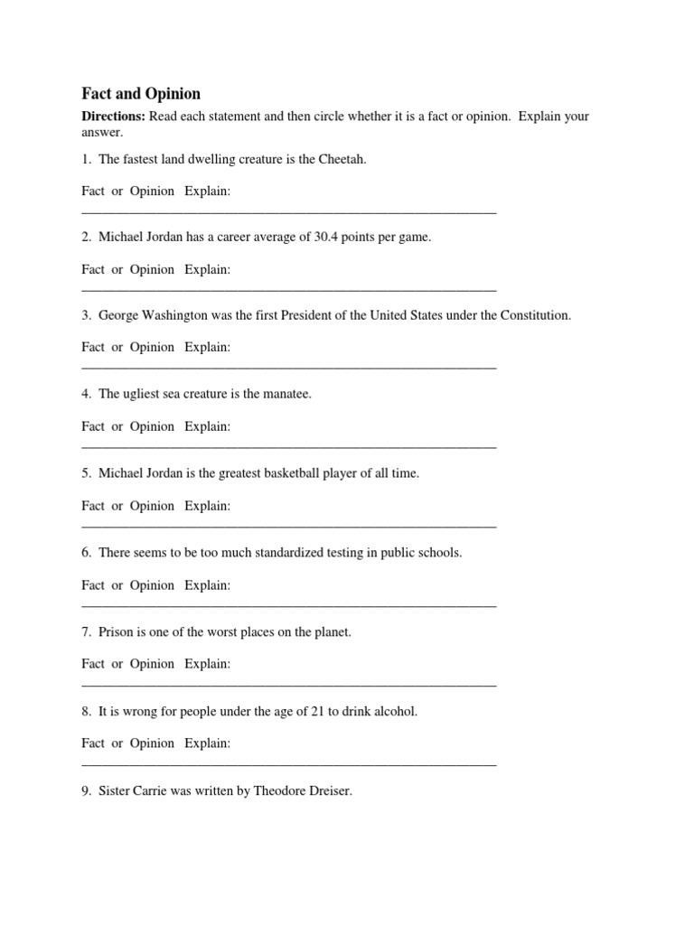 worksheet A View Of The Cell Worksheet Answers fact and opinion exercises pizza sports