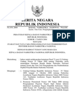 Perka BNN No 1 THN 2009 - Syarat Dan Tata Cara Pengangkatan Dan Pemberhentian Penyidik BNN