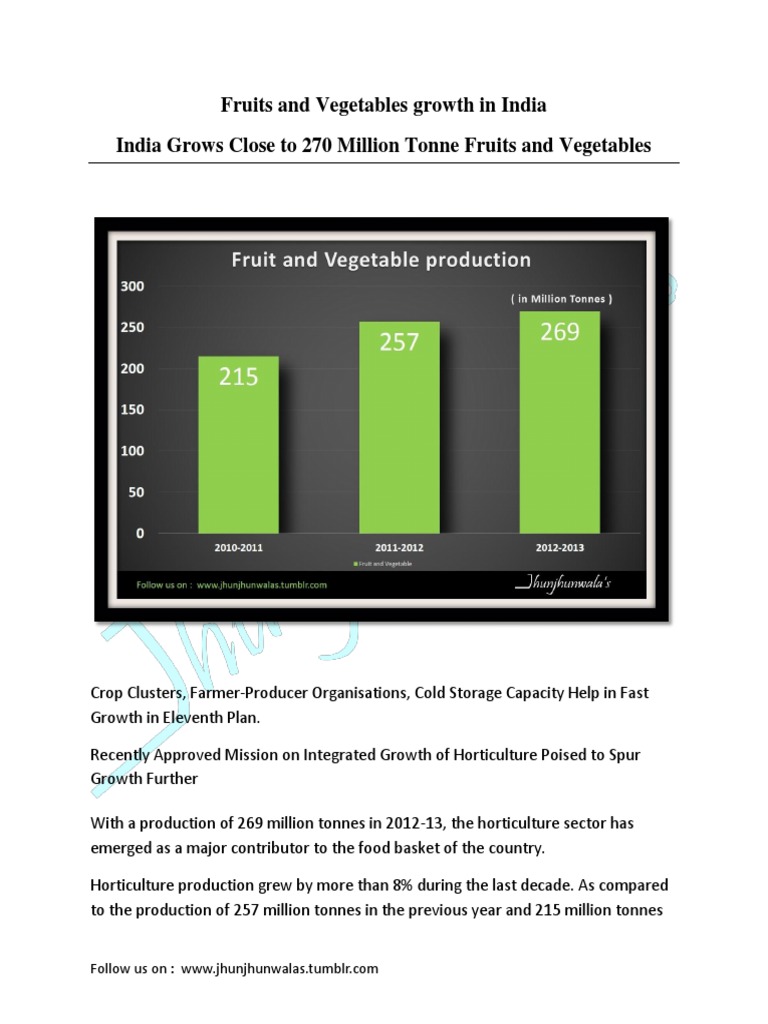 Fruits and Vegetables Production in India PDF Horticulture Vegetables