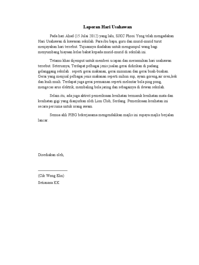 Laporan Hari Usahawan