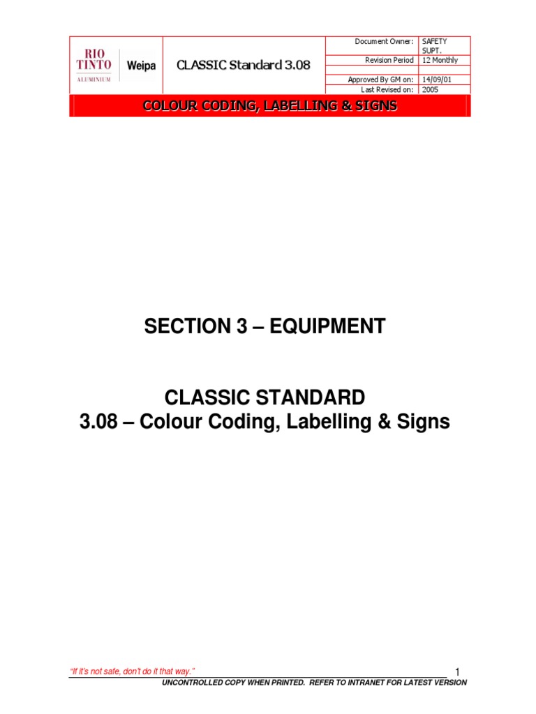 RTA Weipa Site Colour Coding Guide | PDF | Traffic | Road Transport