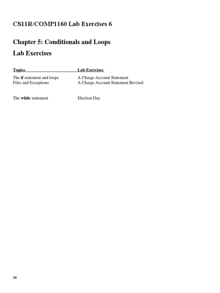 Chapter 5: Conditionals and Loops Lab Exercises | PDF | Control Flow ...