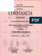 Constancia Por Participación Dentro Del Programa de Grupo IDEC Seminario Liderazgo Personal y Organizacional 18 de Febrero de 1994