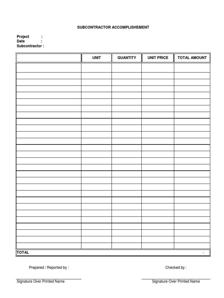 Subcon FORM | PDF