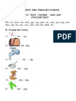 Best Pre-Primary School JR Kg. Vi Test Course 2010 - 2011 English Text I Dictation Words
