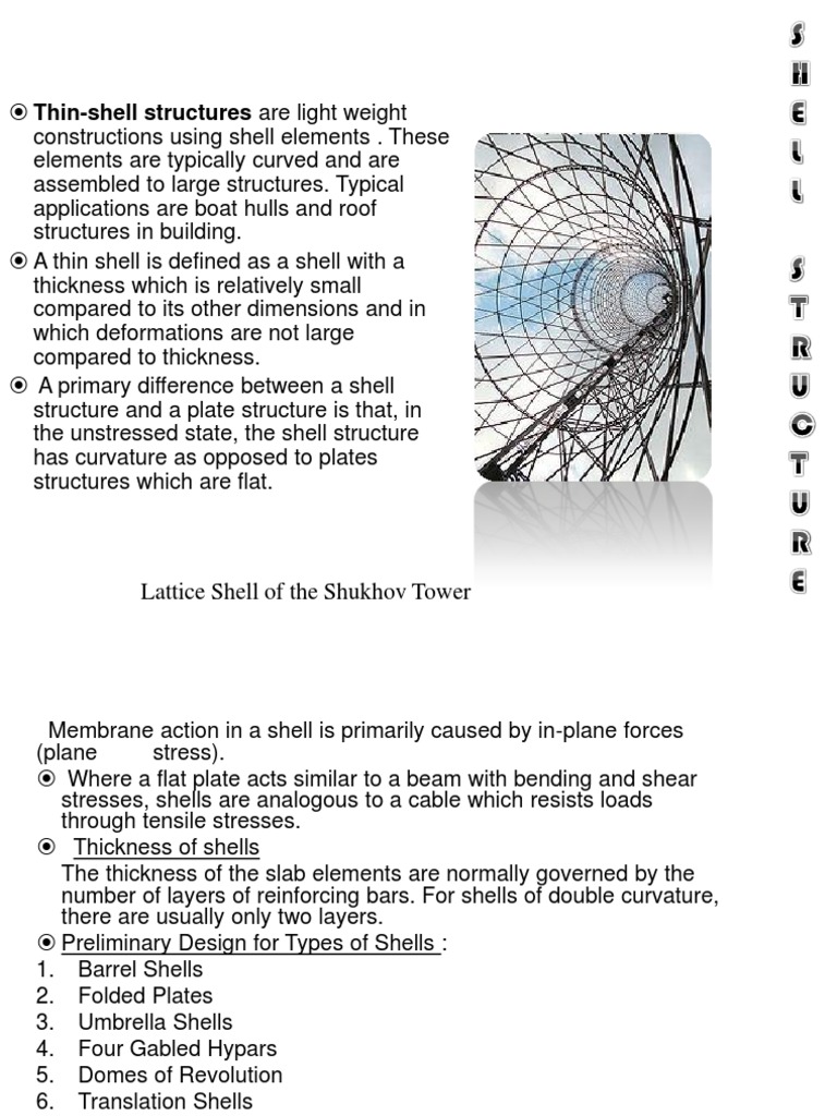 Types of Shell Roof Structures | PDF | Bending | Beam (Structure)