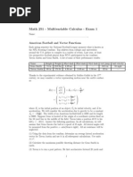 Math 251 - Multivariable Calculus - Exam 1: American Football and Vector Functions