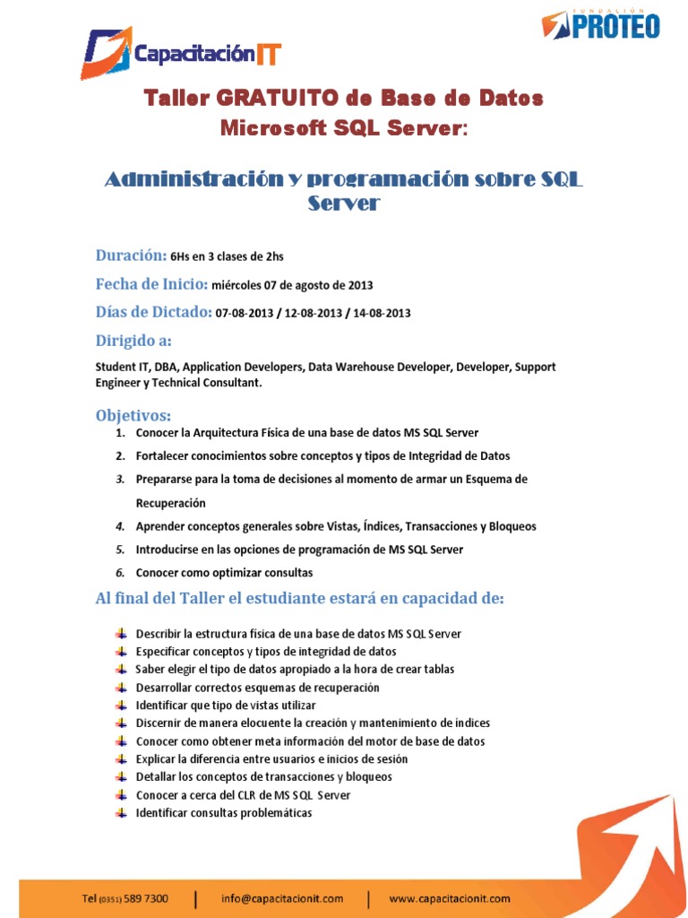 Taller Gratuito de SQL Server 2013 | PDF | Informática | Tecnología
