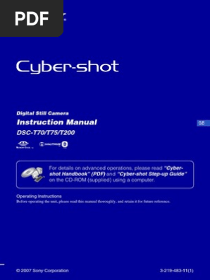 Instruction Manual: DSC-T70/T75/T200 | PDF