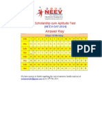 NEEV SAT 2014 Answer Key For Class VI Moving