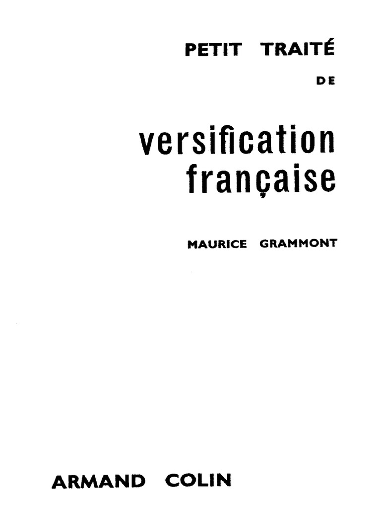 GRAMMONT Maurice - Petit Traité de Versification Française | PDF