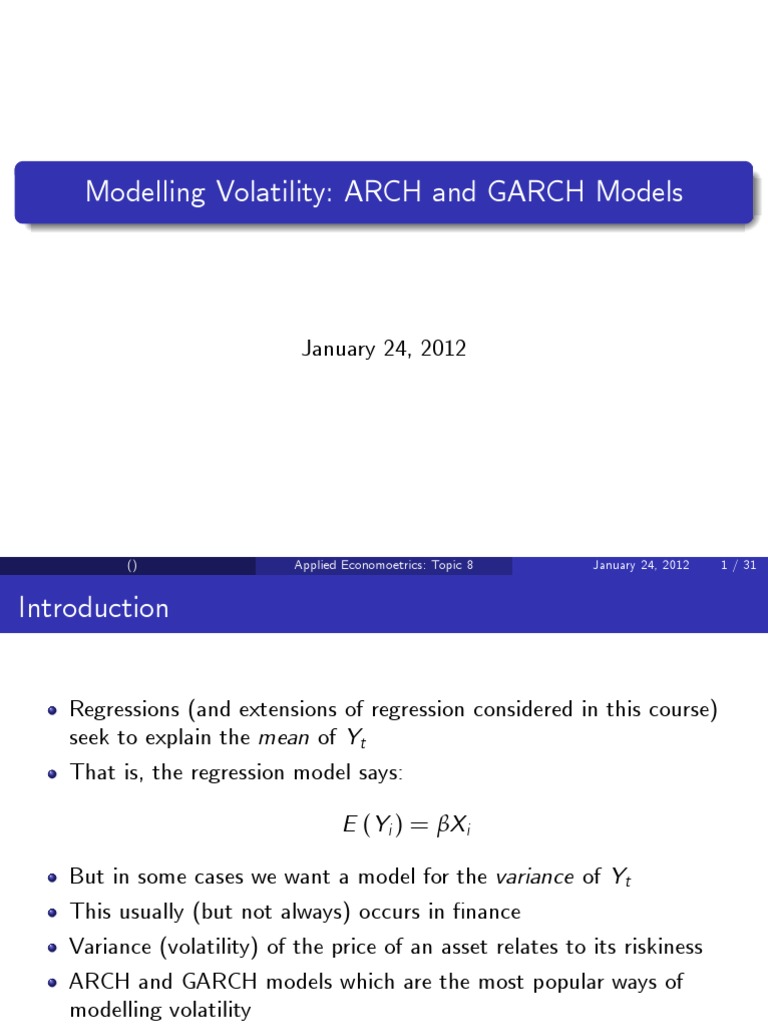 004 - Modelling Volatility - Arch and Garch Models | PDF | Econometrics ...
