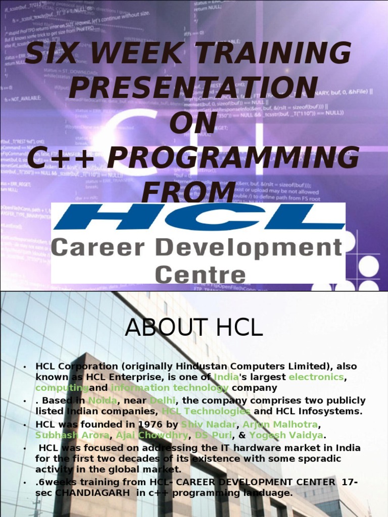Six Week Training Presentation On C++ Programming From | PDF ...