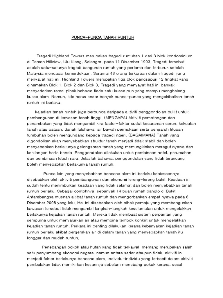 Punca Tanah Runtuh Pdf