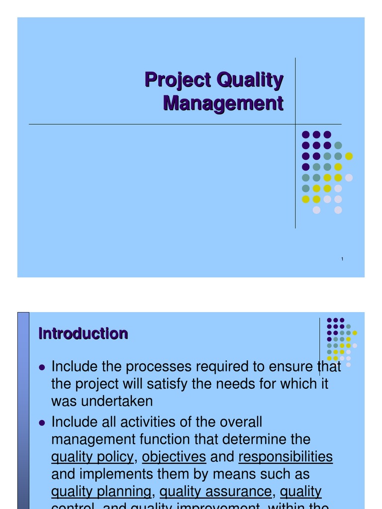 Project Quality Management Overview | PDF | Six Sigma | Quality Management