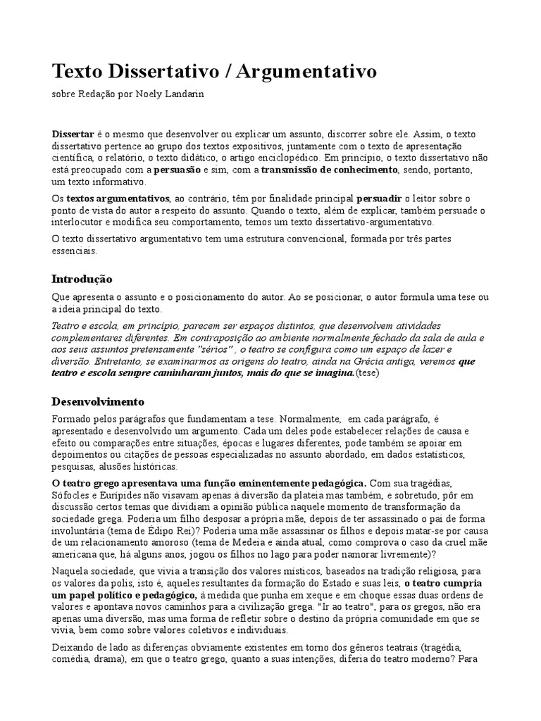 Escreva Uma Redação Argumentativa Discutindo O Texto Acima